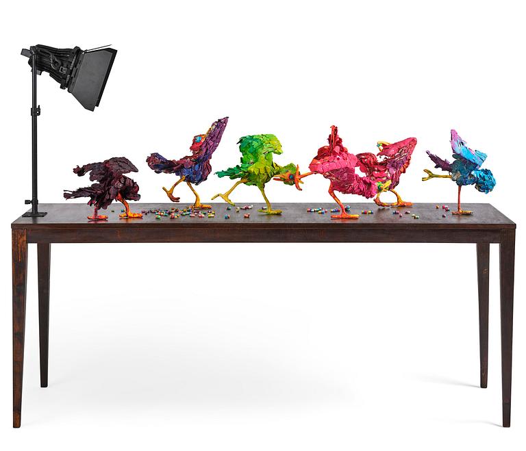 Nathalie Djurberg & Hans Berg, "A Thief Caught in the Act (Flock of Birds)".