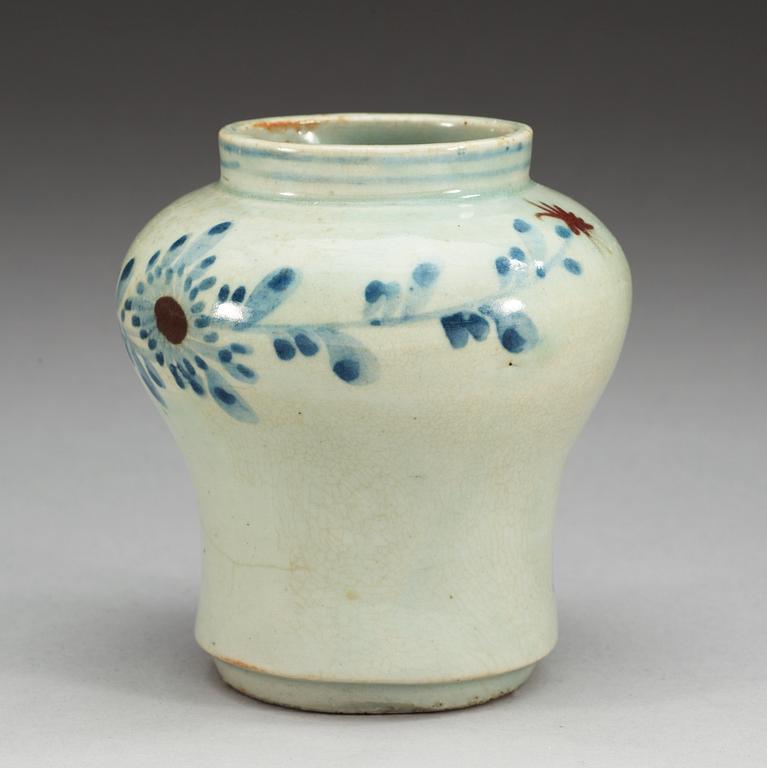 A blue and white and copper red vase, Korea, 19th Century.