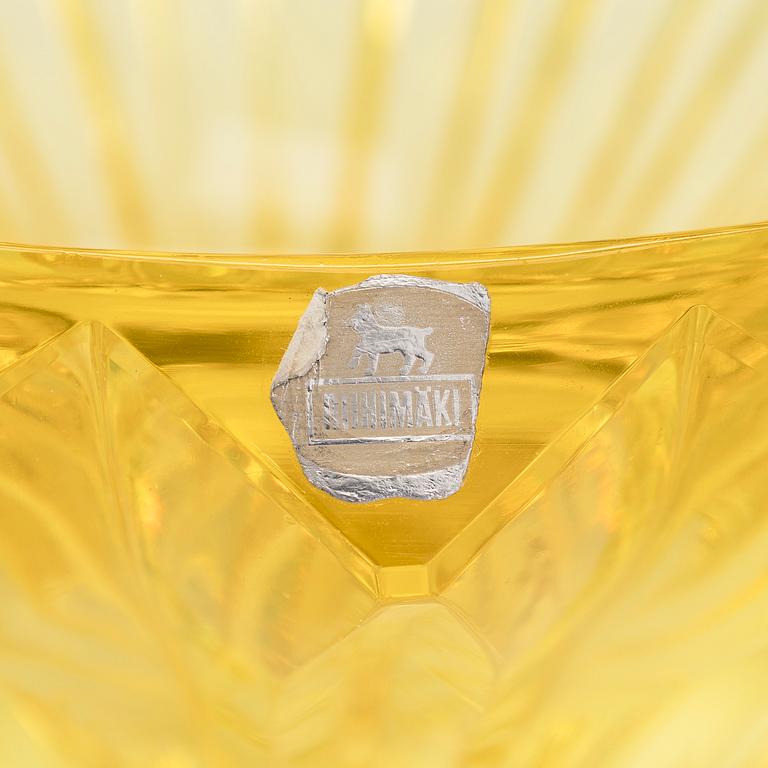 Aimo Okkolin, skål, "Kronblad", signerad Aimo Okkolin Riihimäen Lasi Oy.