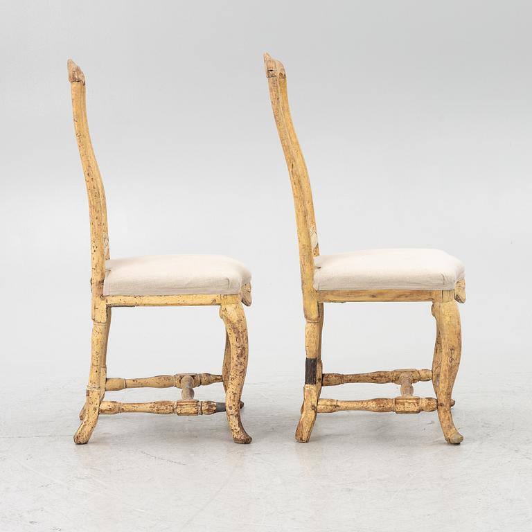 A pair of Swedish rococo chairs, Stockholm, later part 18th century.
