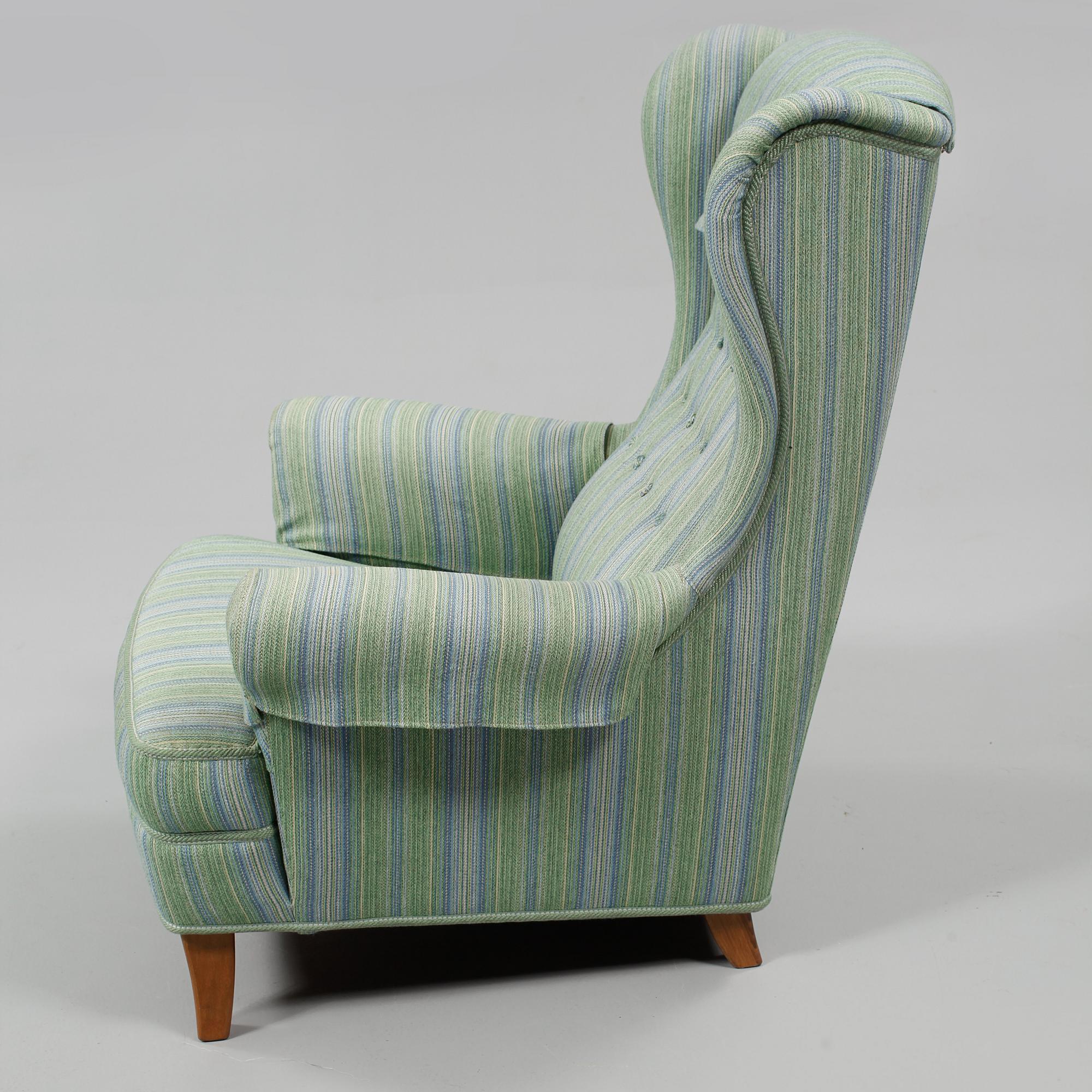 ÖRONLAPPSFÅTÖLJ, "Häggbom", Carl Malmsten, O H Sjögren, Tranås, daterad -83.