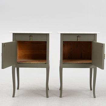 Bedside tables, a pair, first half of the 20th century.