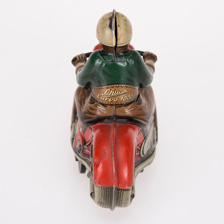 MOTORCYKEL, plåt, Curvo 1000, Schuco, Tyskland, 1900-talets mitt.