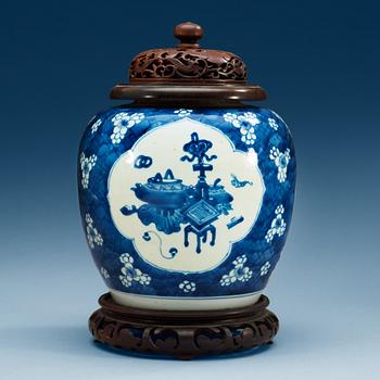1718. A blue and white jar, Qing dynasty, Kangxi (1662-1722).