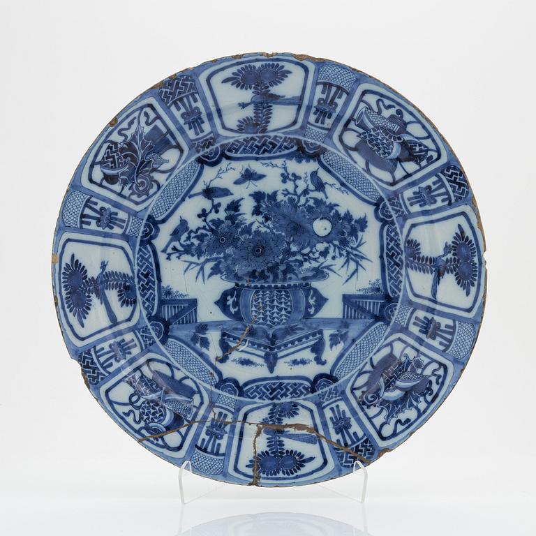 A Delft faience charger, 18th Century.