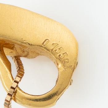 Pendant with chain, 18K gold set with brilliant-cut diamonds.