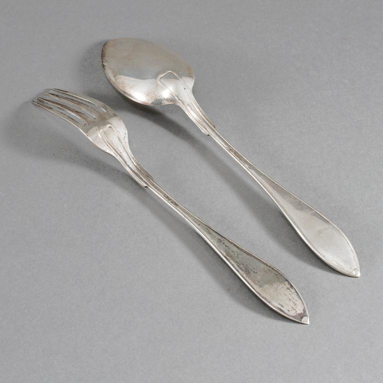 SKEDAR, 6 st, och GAFFLAR, 6 st, silver, Landskrona, 1940-tal, vikt 467 g.