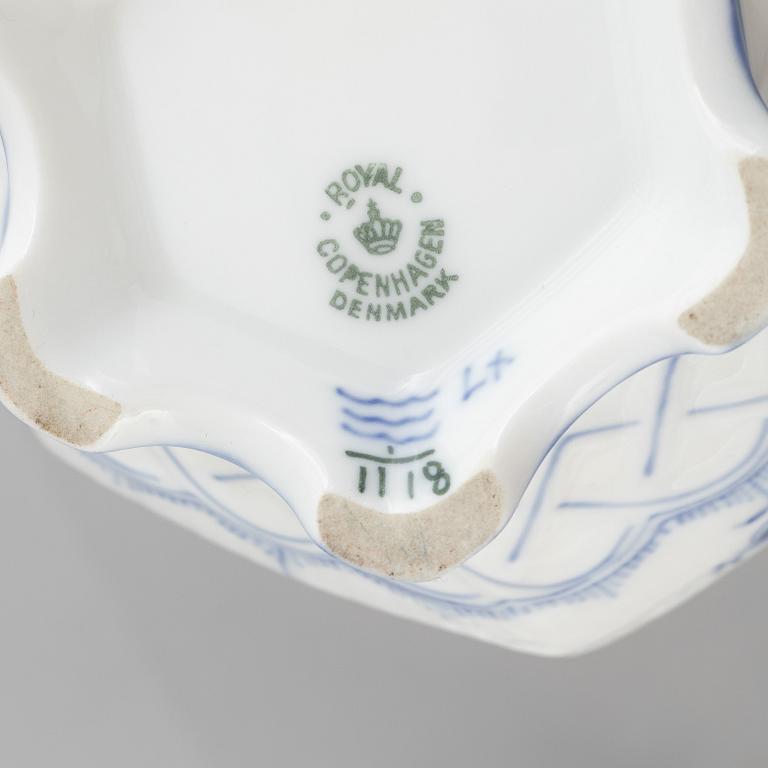 Royal Copenhagen, a 116-piece 'blue Fluted' porcelain dinner and coffee service, half lace, Denmark, mostly 1923-34.