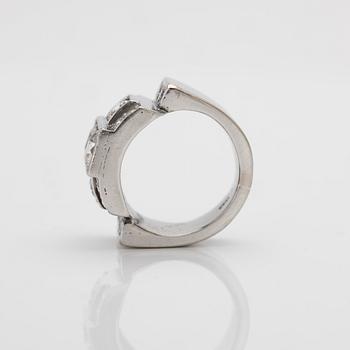 18K white gold ring with diamonds.