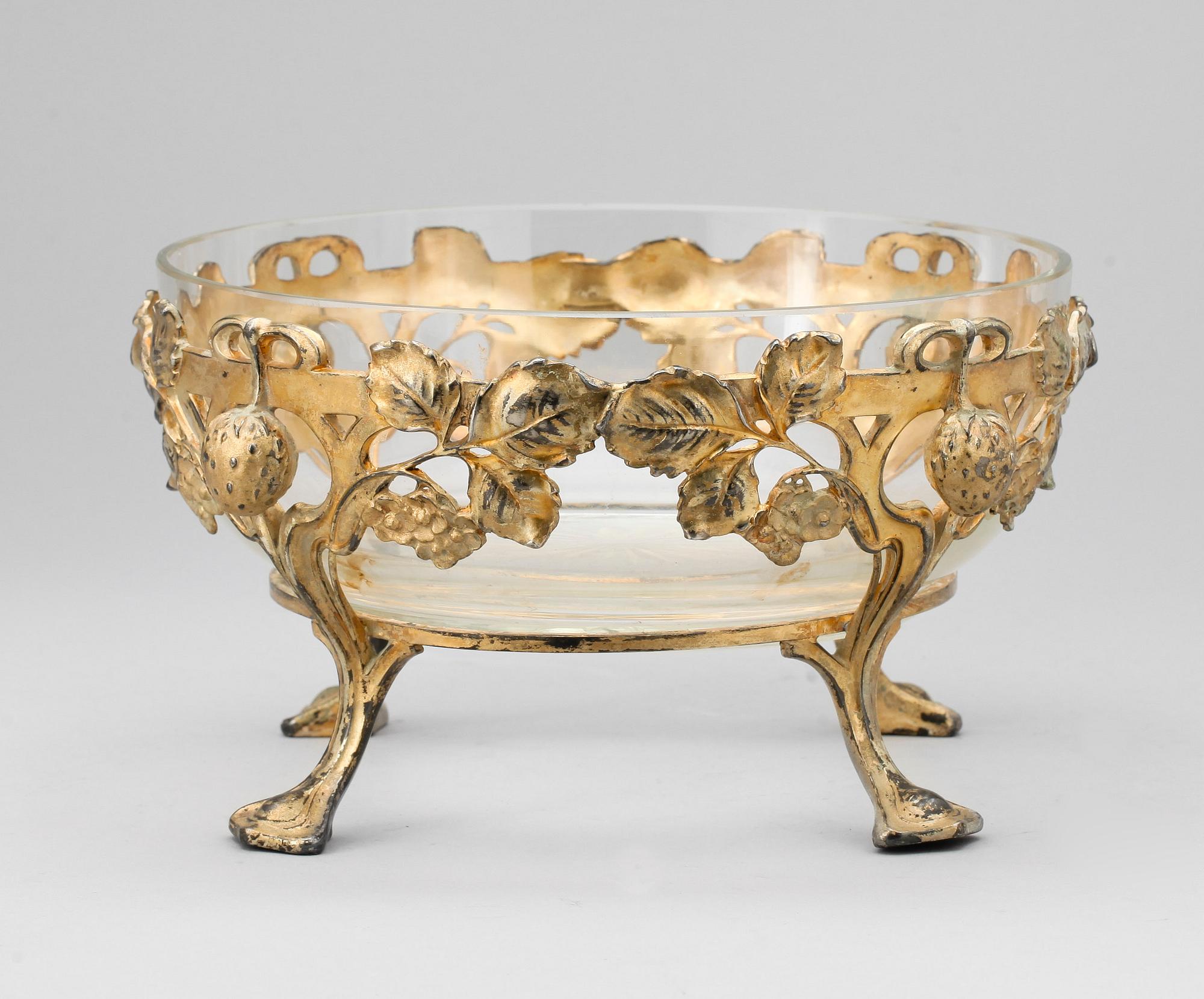 SKÅL, nysilver och glas, jugend, 1900-talets början.