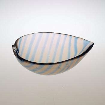 A Tyra Lundgren irridescent blue and smoke coloured glass bowl, Venini, Murano, Italy, 1930's-40's.