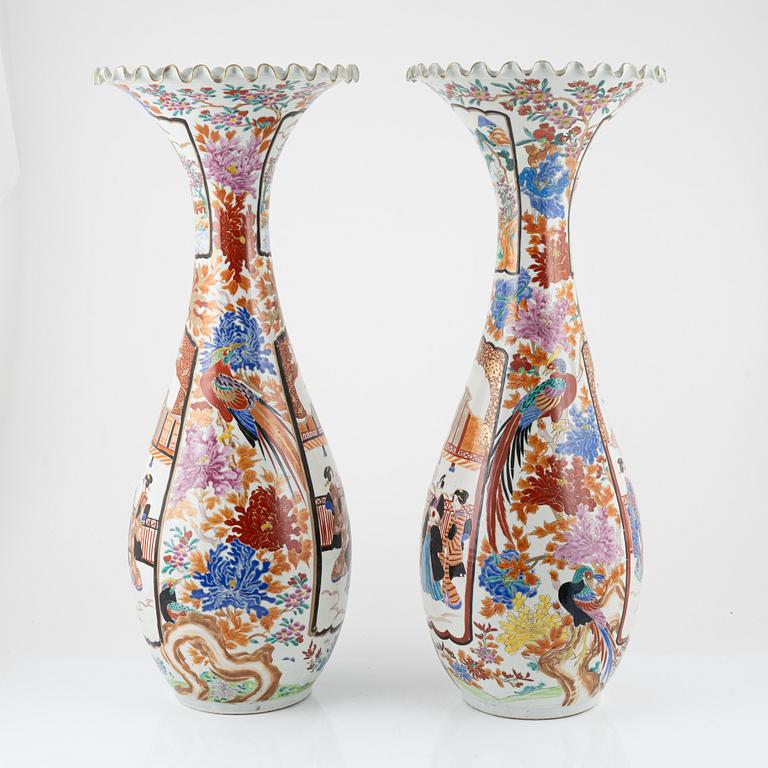 a pair of porcelain floor vases, Japan, early 20th century.