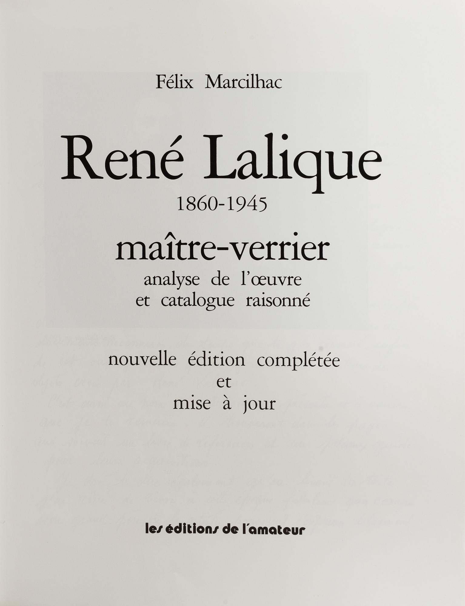 BOK, "René Lalique 1860-1945 maître-verrier analyse de l'oeuvre et catalogue raisonné", Félix Marcilhac, 1994.