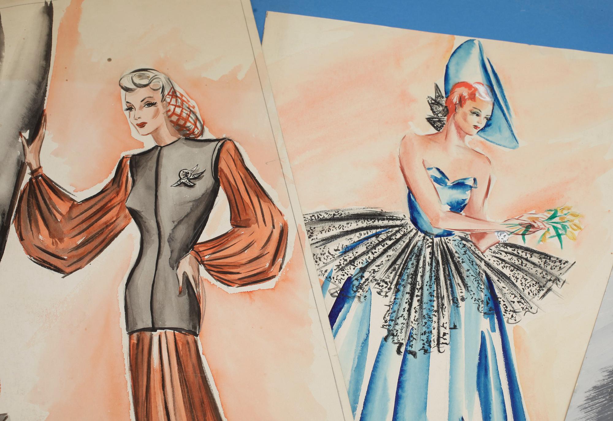 MAX GOLDSTEIN, dräktskisser, cirka 40-50 st, bla för "Sommarnattens leende", 1973.