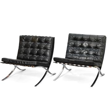 LUDWIG MIES VAN DER ROHE,  a pair of 1965 'Barcelona' easy chairs for Knoll.