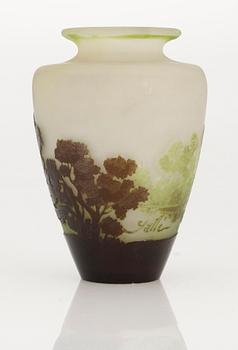 An art nouveau Emile Gallé cameo glass vase, Nancy, France.