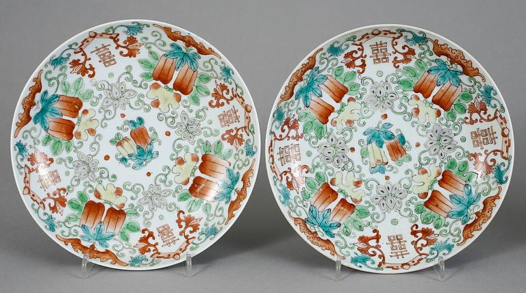 TALLRIKAR, 4 st, porslin, Kina, 1800-tal.