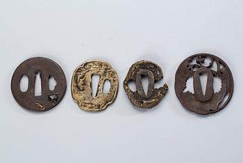 TSUBA, 4 stycken, Japan, brons.