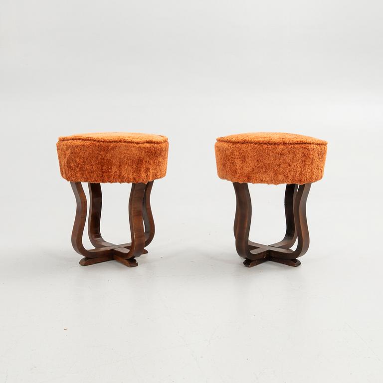 Stools, a pair, Art Deco, 20th century.
