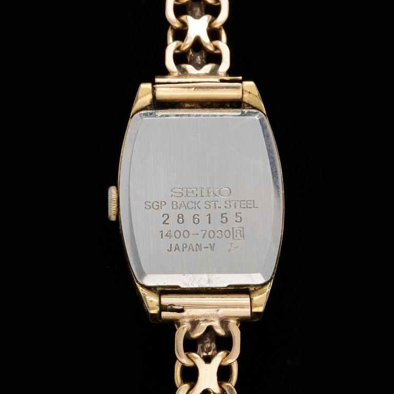 ARMBANDSUR, dam, band 18k guld, Seiko, doublé, 1970-80-tal. Totalvikt 18,9g.