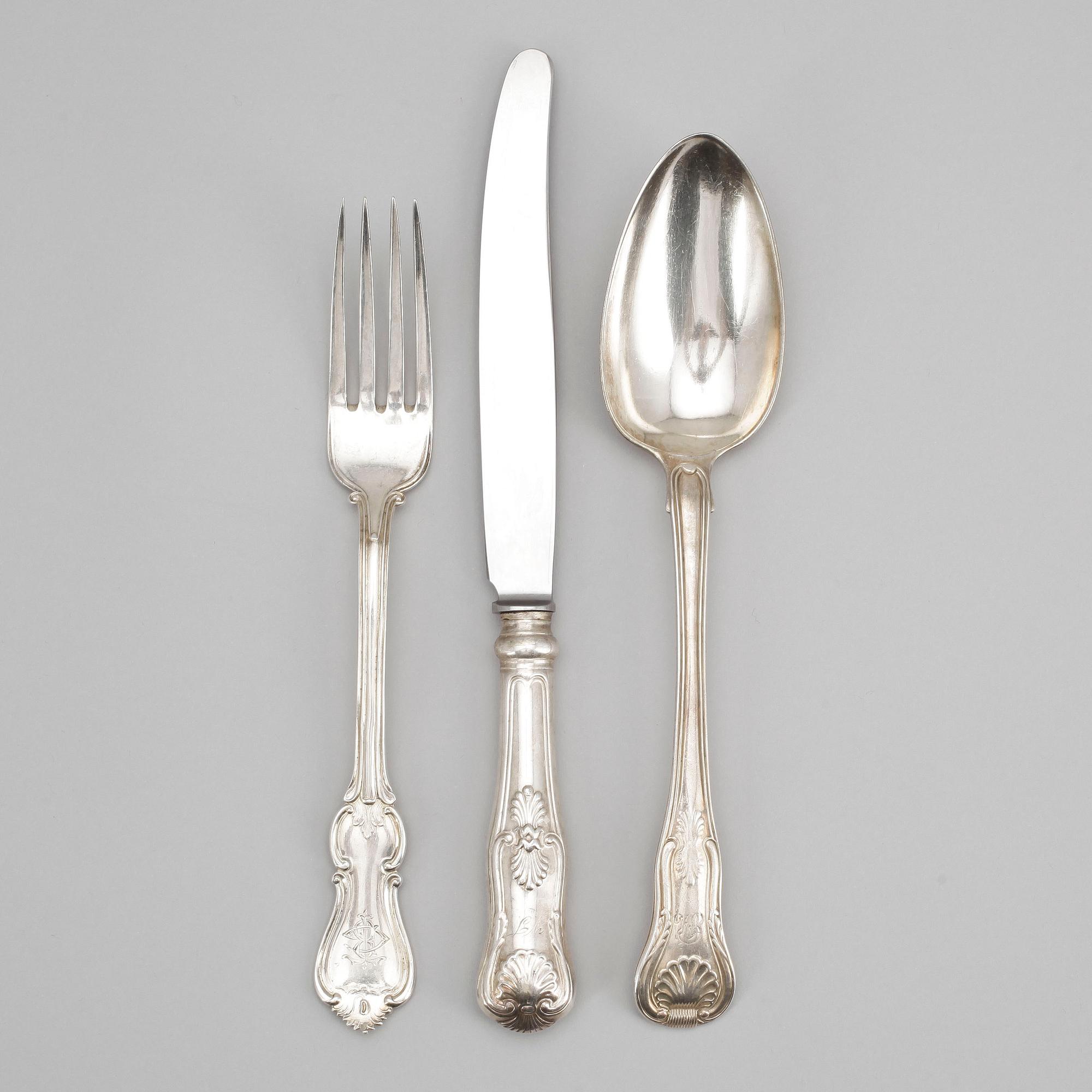 BESTICKSERVISDELAR, 20 st, otydliga stämplar, London, 1800/1900-tal.
