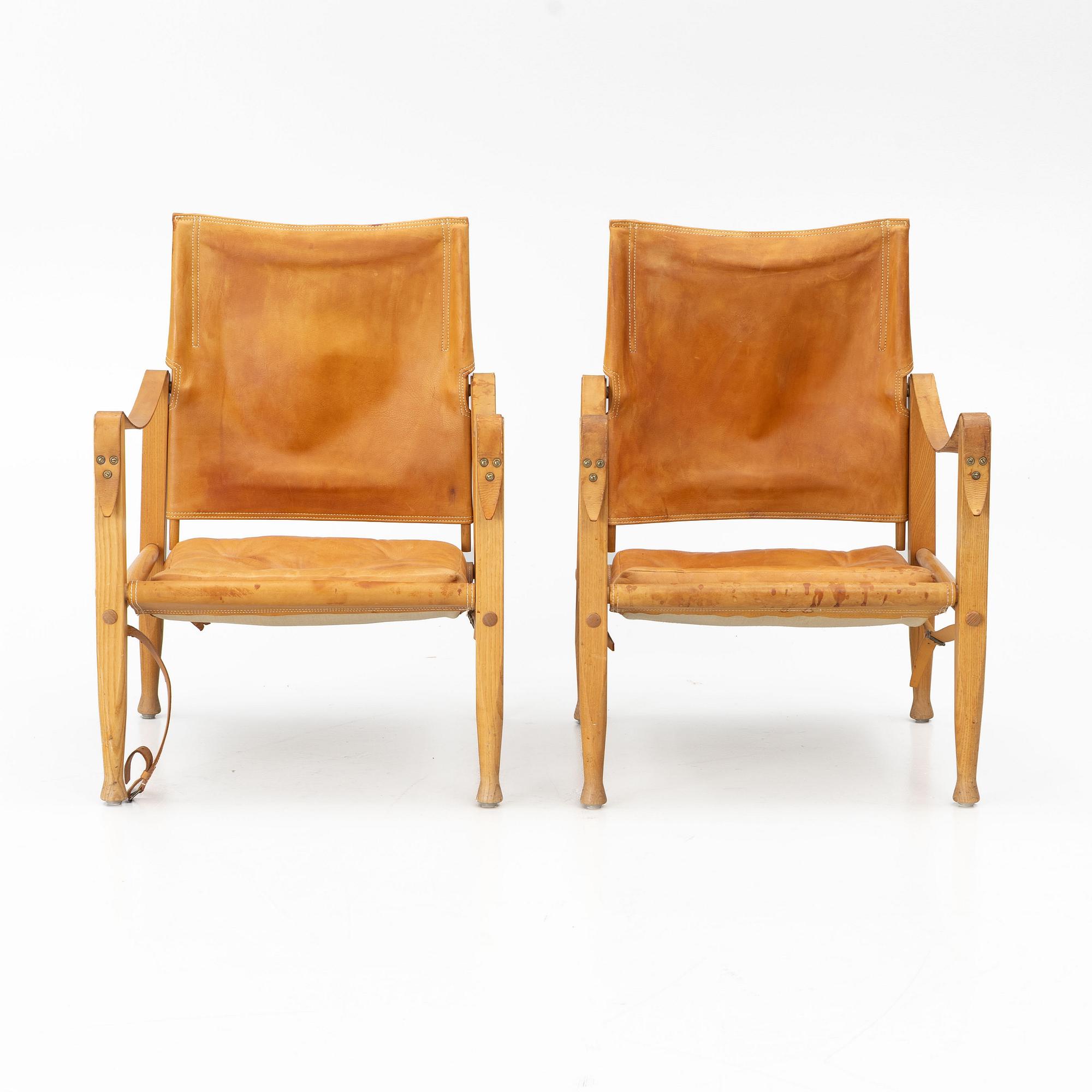 Kaare Klint, Armchairs, “Safari”, a pair, Rud. Rasmussens Snedkerier, Denmark, second half of the 20th century.