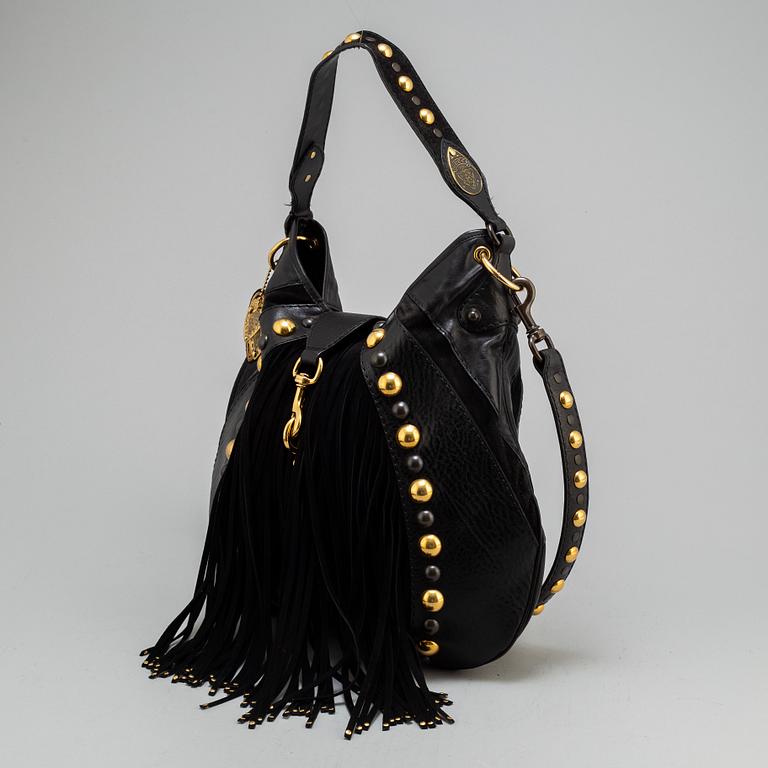 GUCCI, 'Babouska' Black Leather Fringe Bag.