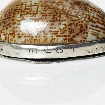 A set of three silver and seashell boxes, Sweden, 19th century.