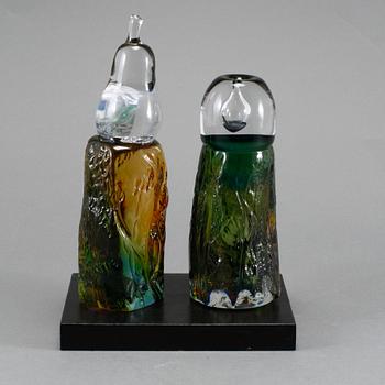 ANN WÄRFF, skulpturer, 2 st, glas, Kosta Unik, signerade och daterade 1973.