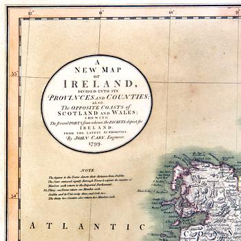 John Cary, a map 1799 "A New map of Ireland".