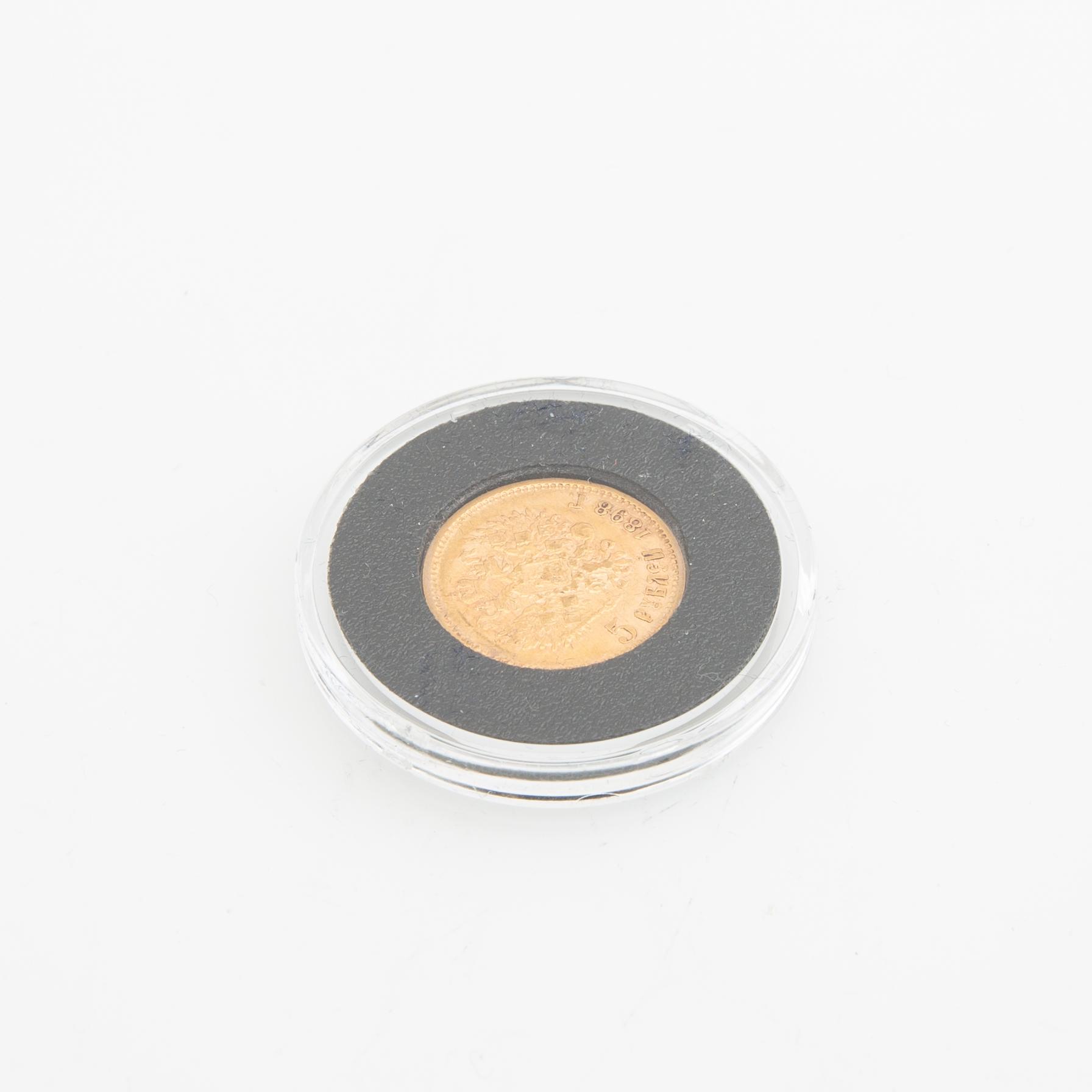 Guldmynt Ryssland, Nicolai II 5 Rubel, 1898.