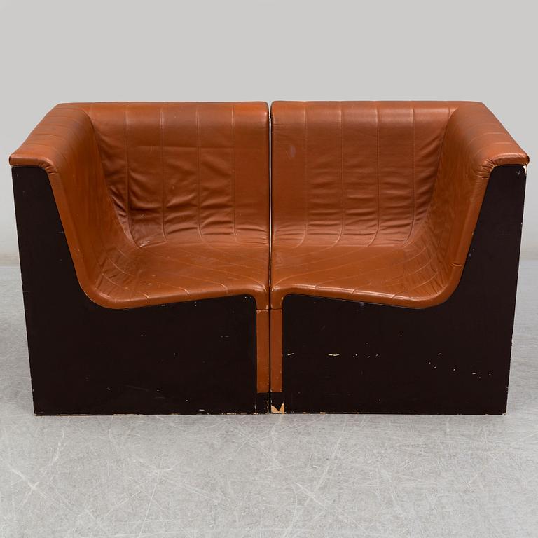 PETER CELSING, a two-part sofa from Stockholms Kulturhus, 1970's.