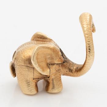 Ole Lynggaard lås/hänge i form av en elefant 14K guld med en rund briljantslipad diamant.