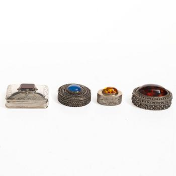 Boxes, 12 pcs, silver, 20th century, including Mexico.