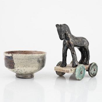 Kerstin Danielsson, a figurine and a bowl, own workshop, Örby.