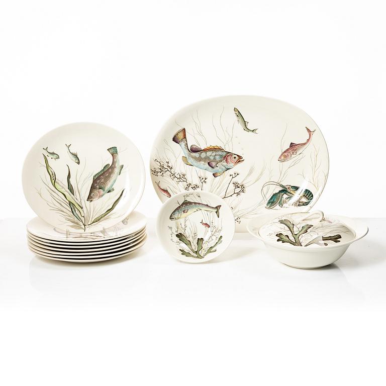 Service pieces, 11 pcs, ironstone, "Fish", Johnson Brothers, England.