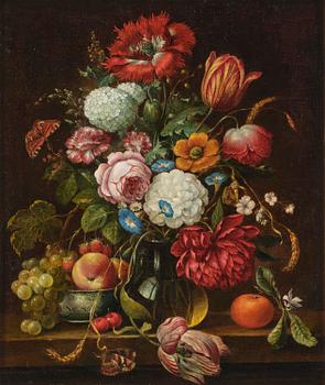 624. Jan Davidsz. de Heem, after, Still life with flowers, fruits, and a admiral butterfly.