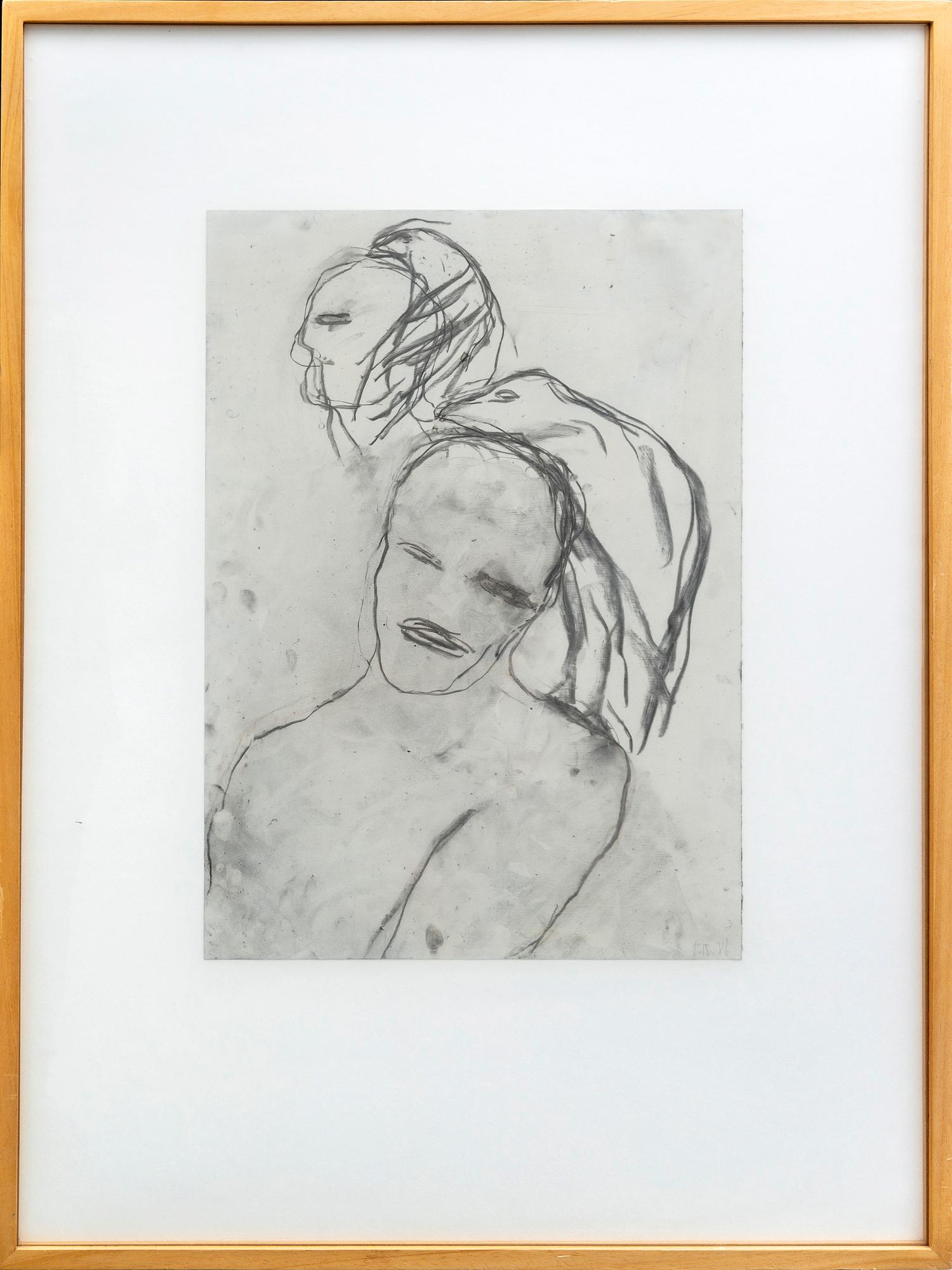 Paco Knöller, kol/pigment på papper signerad och daterad 1986.