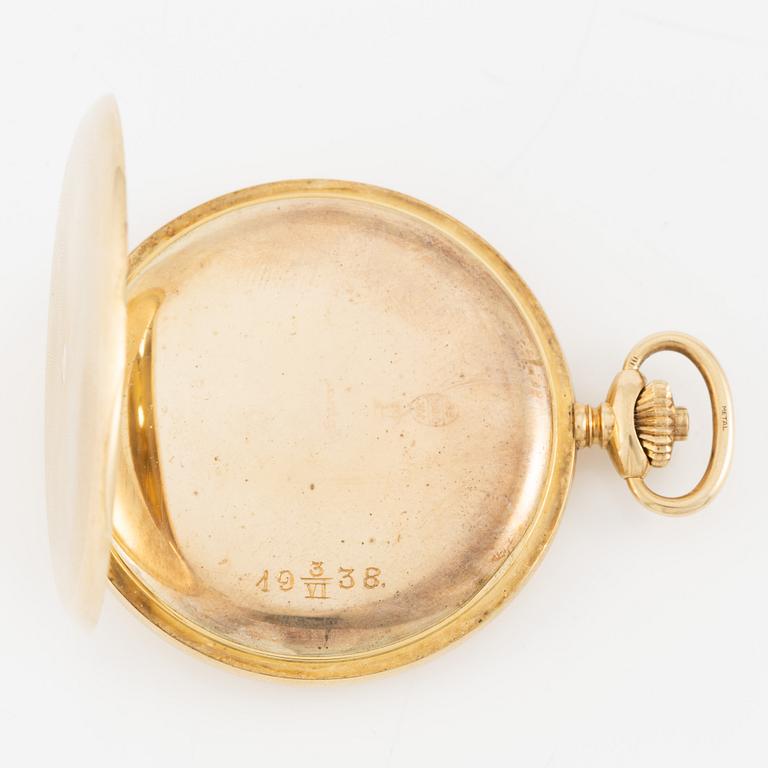Pocket watch, hunter, 14K gold, Alpina, 51 mm.