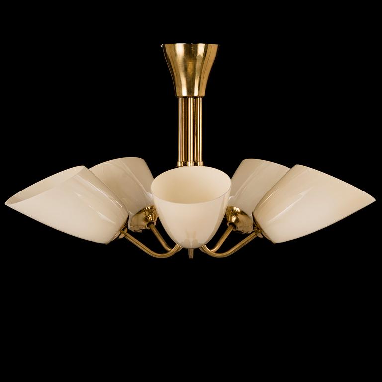 A mid 20th Century brass and opaline glass ceiling light.