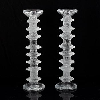Timo Sarpaneva, a set of five glass candle sticks, 'Festivo', Iittala, Finland. Designed 1966.