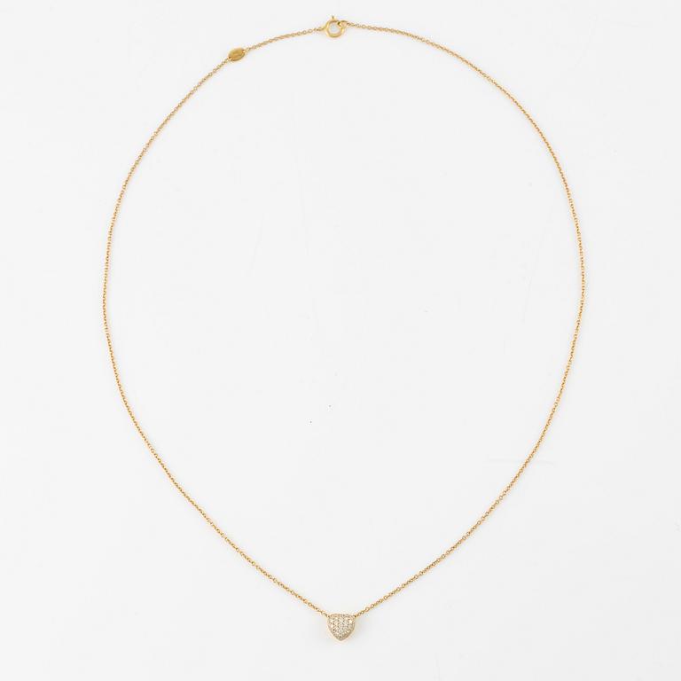 Engelbert, collier, "pavé heart", 18K guld med briljantslipade diamanter.