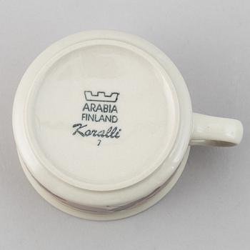 Ulla Procopé. A set of 11 tea cups and saucers, "koralli", Arabia.