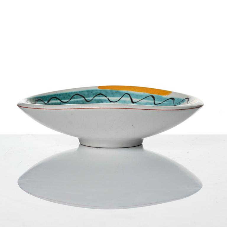 Wilhelm Kåge, two faience dishes, Gustavsbergs studio, Sweden, 1940's.