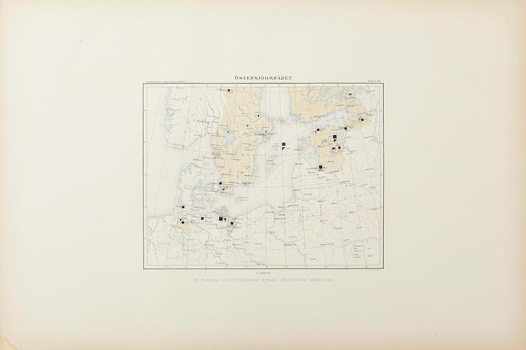 BÖCKER, 4 volymer SAMT KARTVERK, Karl XII på Slagfältet, Generalstaben, PA Norstedts & Söner, Stockholm 1919.