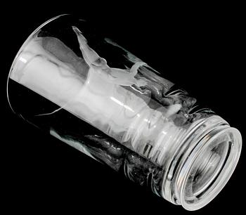 VAS, glas, Vicke Lindstrand, Orrefors, signerad och otydligt märkt, 1900-talets andra kvartal.