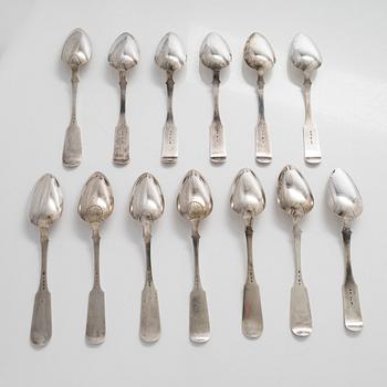 Matskedar, 13 st, silver, Viborg och Nyslott 1846-1864.