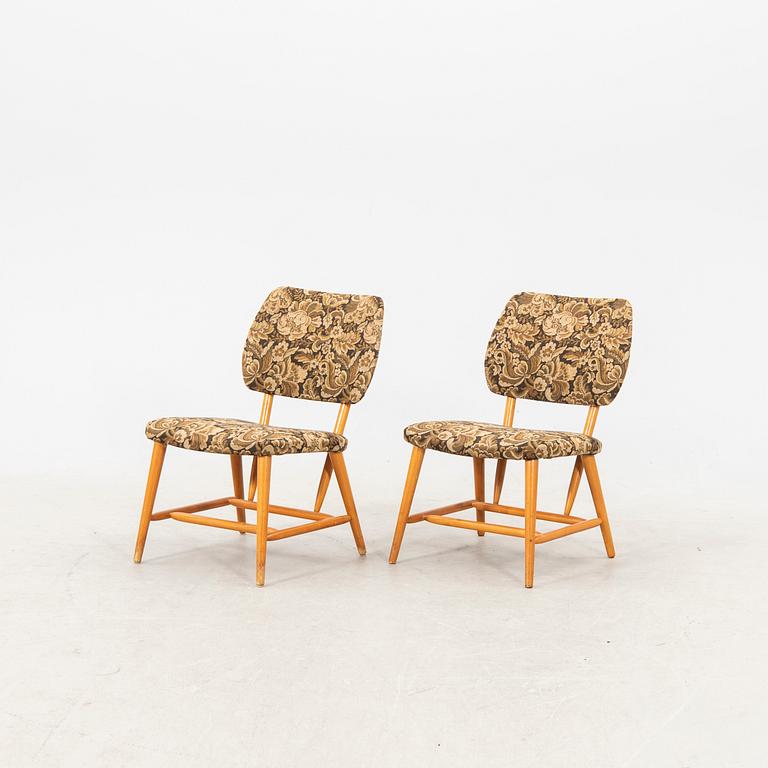 A pair of mid 20th century easy chairs from Engen, Örkelljunga, Seden.