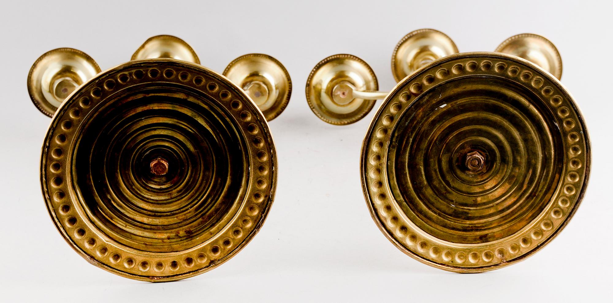 KANDELABRAR, 1 par, mässing, barockstil,  sekelskiftet 1900.