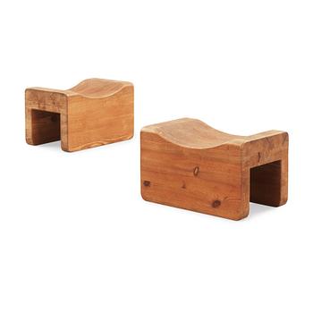 A pair of Axel Einar Hjorth pine stools, probably "Utö", Nordiska Kompaniet, Sweden 1930's.